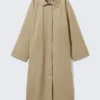 Abrigo de corte holgado de un solo botonero – Beige Abrigo de corte holgado de un solo botonero – Beige