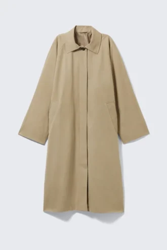 Abrigo de corte holgado de un solo botonero – Beige
