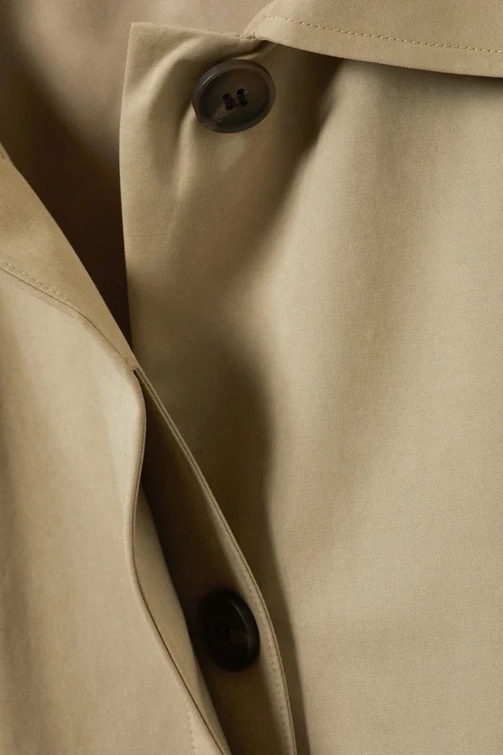 Abrigo de corte holgado de un solo botonero – Beige Abrigo de corte holgado de un solo botonero – Beige