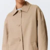 Abrigo de corte holgado de un solo botonero – Beige Abrigo de corte holgado de un solo botonero – Beige