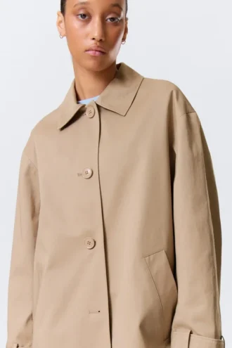Abrigo de corte holgado de un solo botonero – Beige