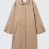 Abrigo de corte holgado de un solo botonero – Beige Abrigo de corte holgado de un solo botonero – Beige
