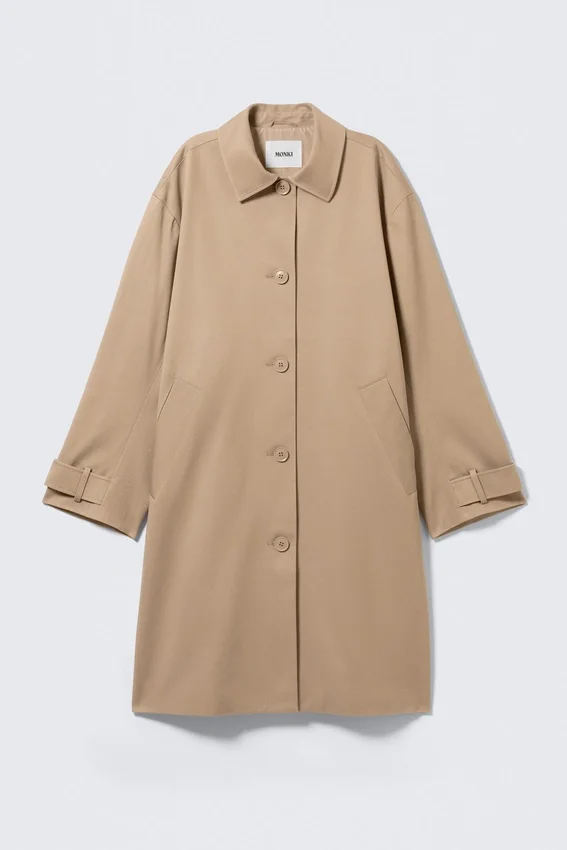 Abrigo de corte holgado de un solo botonero – Beige Abrigo de corte holgado de un solo botonero – Beige