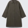 Abrigo de lona de corte holgado – Gris oscuro Abrigo de lona de corte holgado – Gris oscuro