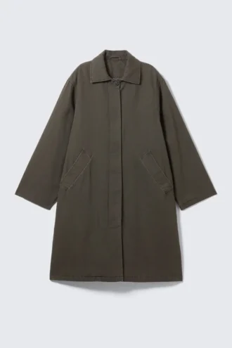 Abrigo de lona de corte holgado – Gris oscuro