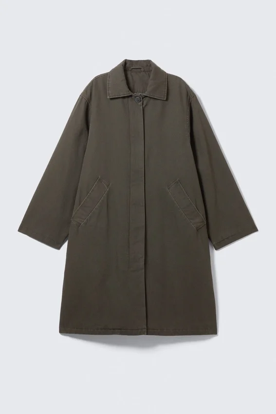 Abrigo de lona de corte holgado – Gris oscuro Abrigo de lona de corte holgado – Gris oscuro