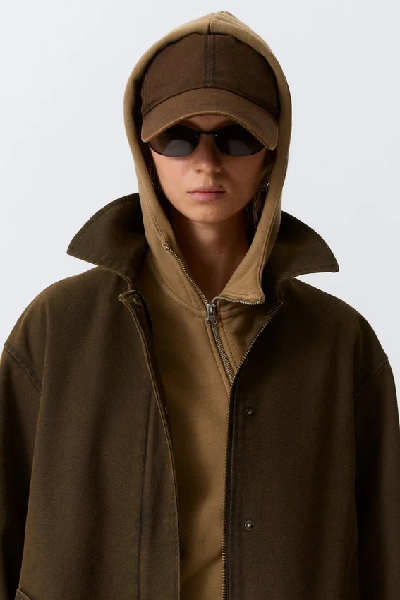 Abrigo de lona oversize – Verde caqui oscuro Abrigo de lona oversize – Verde caqui oscuro