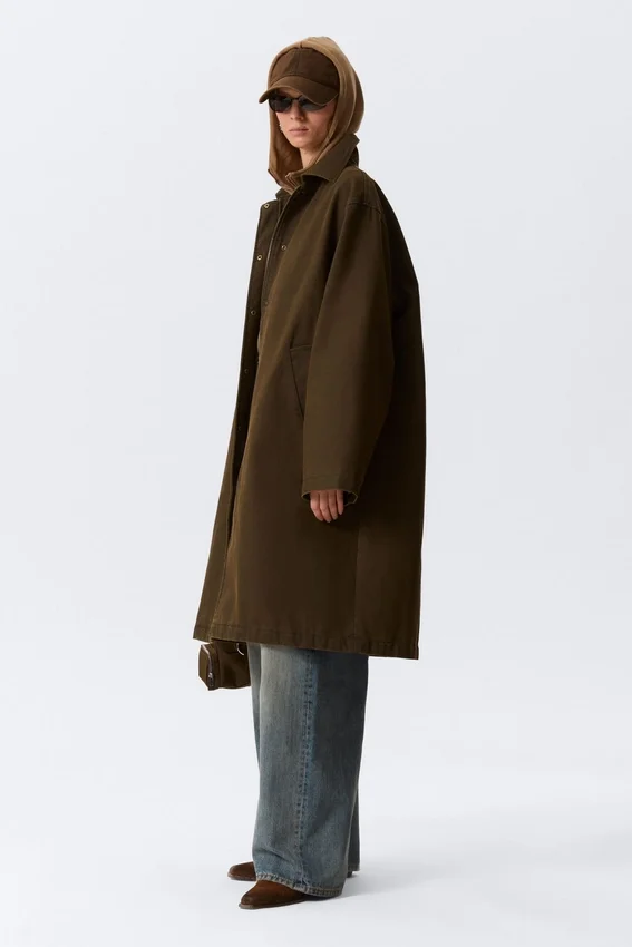 Abrigo de lona oversize – Verde caqui oscuro Abrigo de lona oversize – Verde caqui oscuro