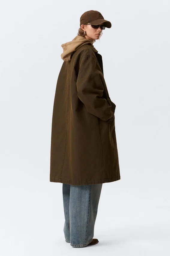 Abrigo de lona oversize – Verde caqui oscuro Abrigo de lona oversize – Verde caqui oscuro
