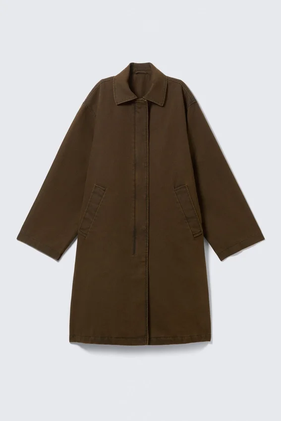 Abrigo de lona oversize – Verde caqui oscuro Abrigo de lona oversize – Verde caqui oscuro