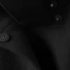 Abrigo largo de lana con cuello de embudo – Negro