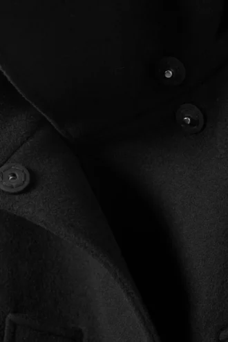 Abrigo largo de lana con cuello de embudo – Negro