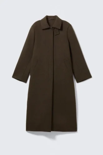 Abrigo largo oversize de mezcla de lana – Marrón oscuro
