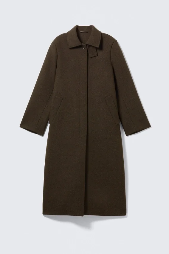 Abrigo largo oversize de mezcla de lana – Marrón oscuro Abrigo largo oversize de mezcla de lana – Marrón oscuro