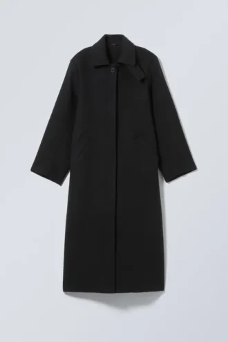 Abrigo largo oversize de mezcla de lana – Negro