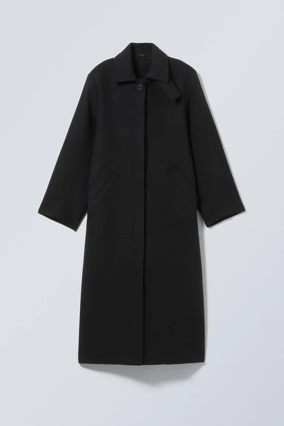 Abrigo largo oversize de mezcla de lana – Negro Abrigo largo oversize de mezcla de lana – Negro