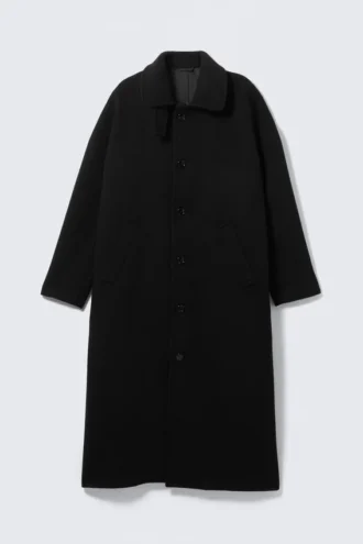 Abrigo largo oversize de mezcla de lana – Negro