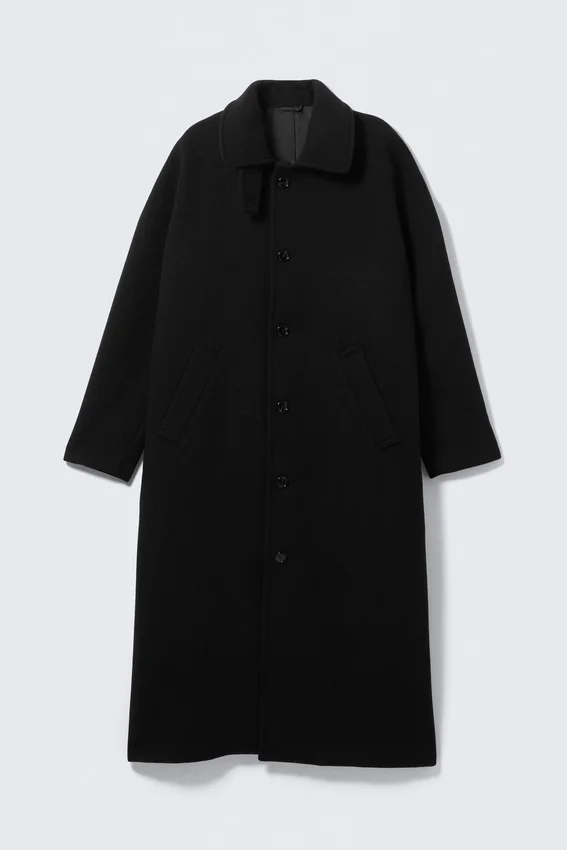 Abrigo largo oversize de mezcla de lana – Negro Abrigo largo oversize de mezcla de lana – Negro