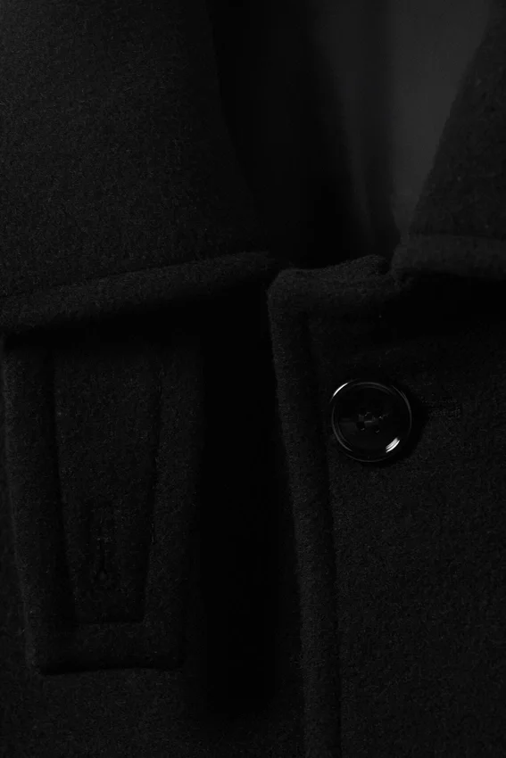 Abrigo largo oversize de mezcla de lana – Negro Abrigo largo oversize de mezcla de lana – Negro