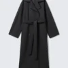 Abrigo oversize de doble botonadura en mezcla de lana de Kia – Gris oscuro jaspeado