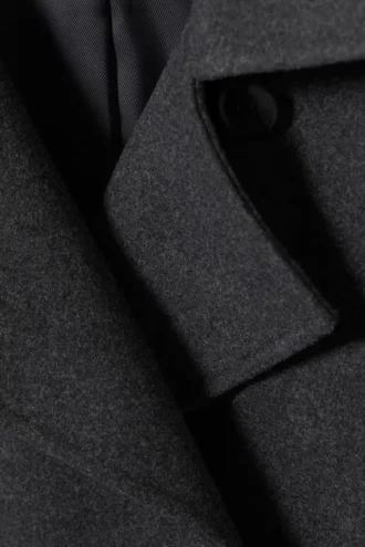 Abrigo oversize de doble botonadura en mezcla de lana de Kia – Gris oscuro jaspeado
