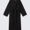 Abrigo oversize de doble botonadura en mezcla de lana de Kia – Negro jaspeado