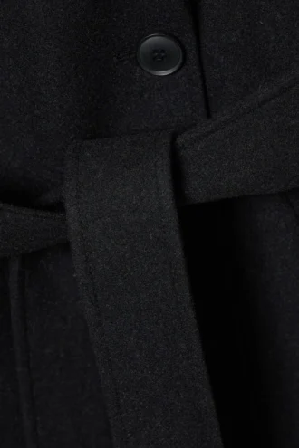 Abrigo oversize de doble botonadura en mezcla de lana de Kia – Negro jaspeado