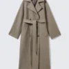 Abrigo oversize de doble botonadura en mezcla de lana Kia – Beige claro