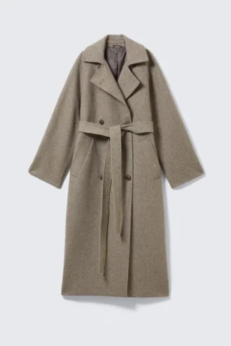 Abrigo oversize de doble botonadura en mezcla de lana Kia – Beige claro