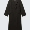 Abrigo oversize de doble botonadura en mezcla de lana – Marrón oscuro