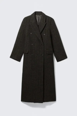 Abrigo oversize de doble botonadura en mezcla de lana – Marrón oscuro