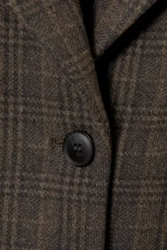 Abrigo oversize de mezcla de lana – A cuadros marrón oscuro