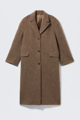 Abrigo oversize de mezcla de lana – Beige oscuro peludo