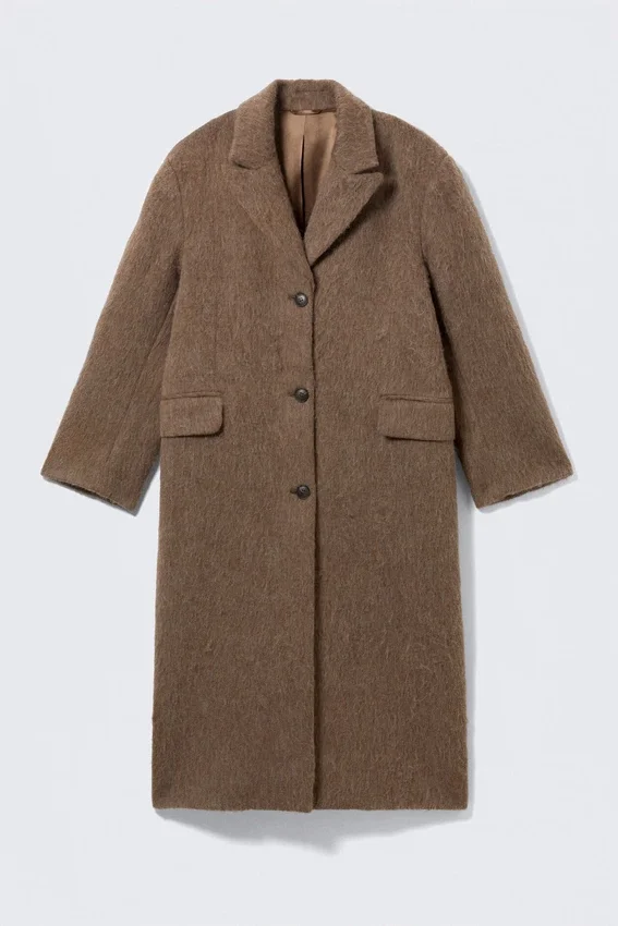 Abrigo oversize de mezcla de lana – Beige oscuro peludo Abrigo oversize de mezcla de lana – Beige oscuro peludo