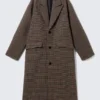 Abrigo oversize de mezcla de lana con botonadura sencilla – Beige a cuadros Abrigo oversize de mezcla de lana con botonadura sencilla – Beige a cuadros