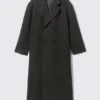 Abrigo oversize de mezcla de lana con doble botonadura – Espiga gris oscuro Abrigo oversize de mezcla de lana con doble botonadura – Espiga gris oscuro