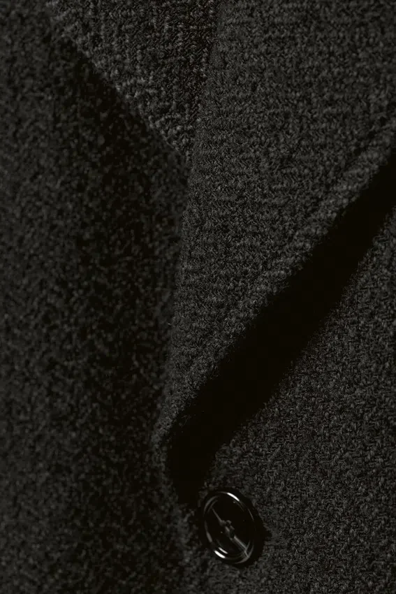 Abrigo oversize de mezcla de lana con doble botonadura – Espiga gris oscuro Abrigo oversize de mezcla de lana con doble botonadura – Espiga gris oscuro