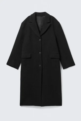Abrigo oversize de mezcla de lana – Espiga negra