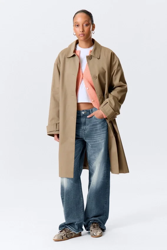 Abrigo tipo car coat holgado de botonadura sencilla – Dusty Mole Abrigo tipo car coat holgado de botonadura sencilla – Dusty Mole