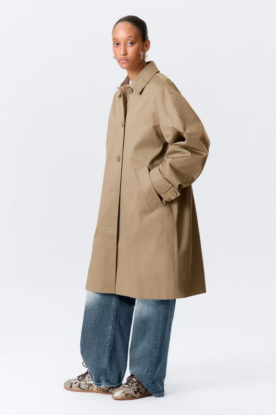 Abrigo tipo car coat holgado de botonadura sencilla – Dusty Mole Abrigo tipo car coat holgado de botonadura sencilla – Dusty Mole