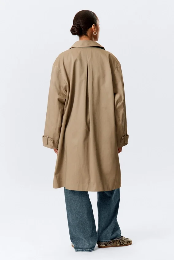 Abrigo tipo car coat holgado de botonadura sencilla – Dusty Mole Abrigo tipo car coat holgado de botonadura sencilla – Dusty Mole