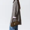 Abrigo tipo car coat holgado de botonadura sencilla – Gris a cuadros