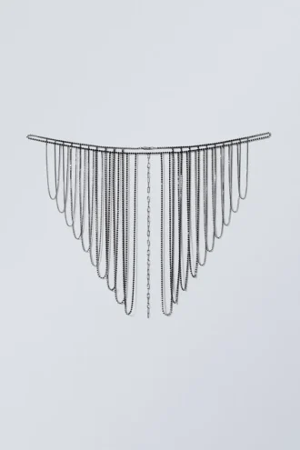 Adorno para el hombro de bikini con flecos de strass – Gris plomo