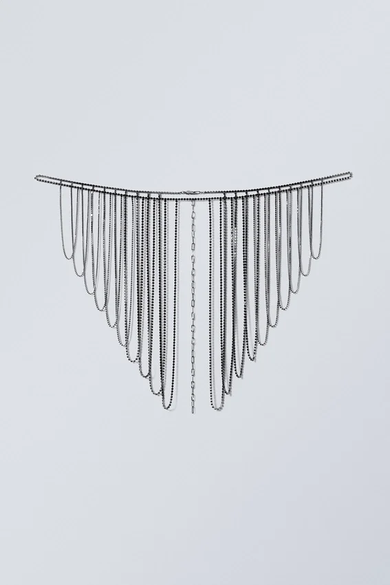 Adorno para el hombro de bikini con flecos de strass – Gris plomo Adorno para el hombro de bikini con flecos de strass – Gris plomo