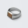 Anillo de sello con ojo de tigre – Plata – Piedra marrón Anillo de sello con ojo de tigre – Plata – Piedra marrón