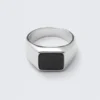 Anillo de sello con ojo de tigre – Plata – Piedra negra Anillo de sello con ojo de tigre – Plata – Piedra negra