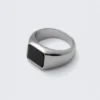 Anillo de sello con ojo de tigre – Plata – Piedra negra Anillo de sello con ojo de tigre – Plata – Piedra negra