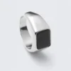 Anillo de sello con ojo de tigre – Plata – Piedra negra Anillo de sello con ojo de tigre – Plata – Piedra negra