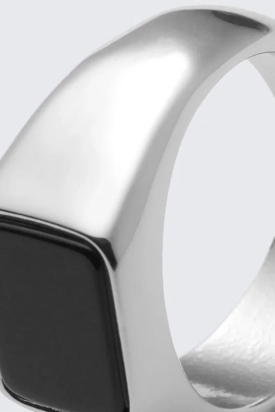 Anillo de sello con ojo de tigre – Plata – Piedra negra Anillo de sello con ojo de tigre – Plata – Piedra negra