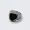 Anillo de sello con piedra voluminosa – Rodio desgastado – Plata